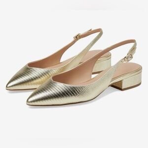 🌟🆕Cole Haan Gold Lizard Mazie Slingback Flats, Size 7🌟